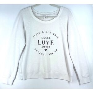 Victoria's Secret Cream Angel Love Amour Graphic Crewneck Sweatshirt Sz M Y2K